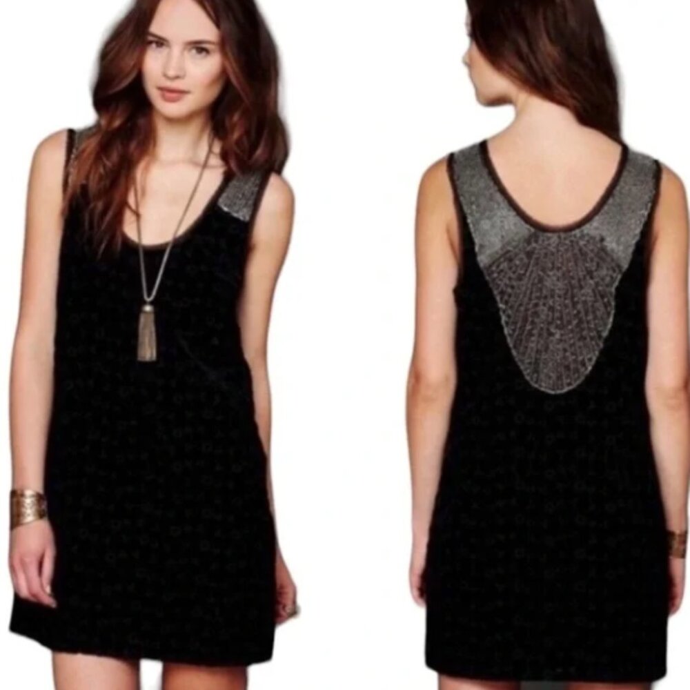 New Free People Eyelet Velvet Beaded Goth Fairy Clubwear Romantic Mini Dress 12
